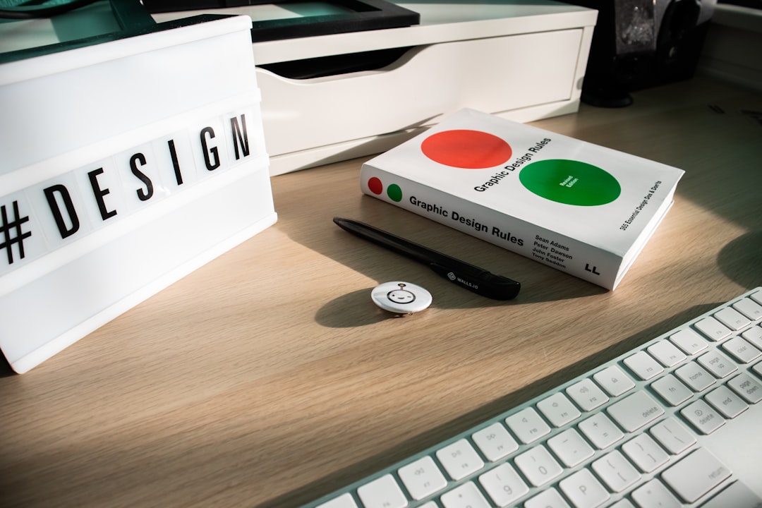 Printed labels and stickers on a desk