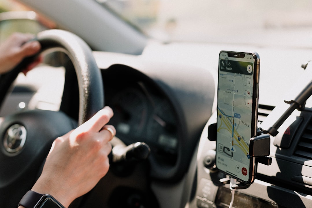 Phone mounted in a car for navigation