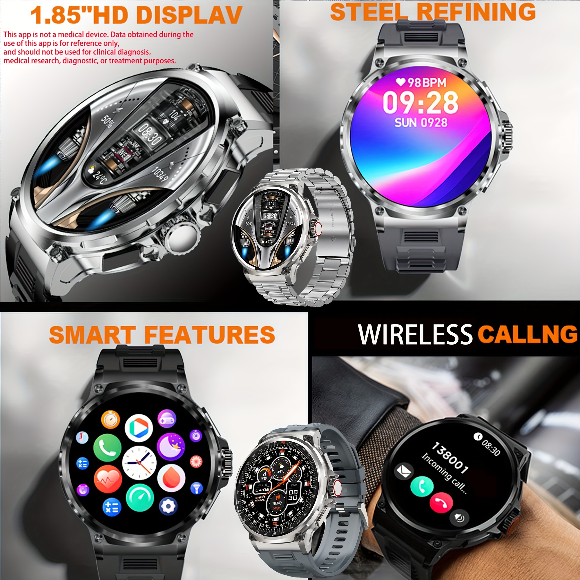 Smart watch with bluetooth calling showing the on-watch dial pad
