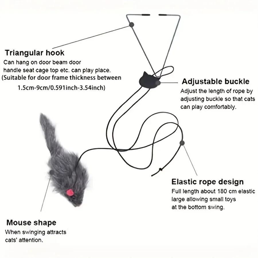 Interactive cat toy mouse lure on the elastic cord