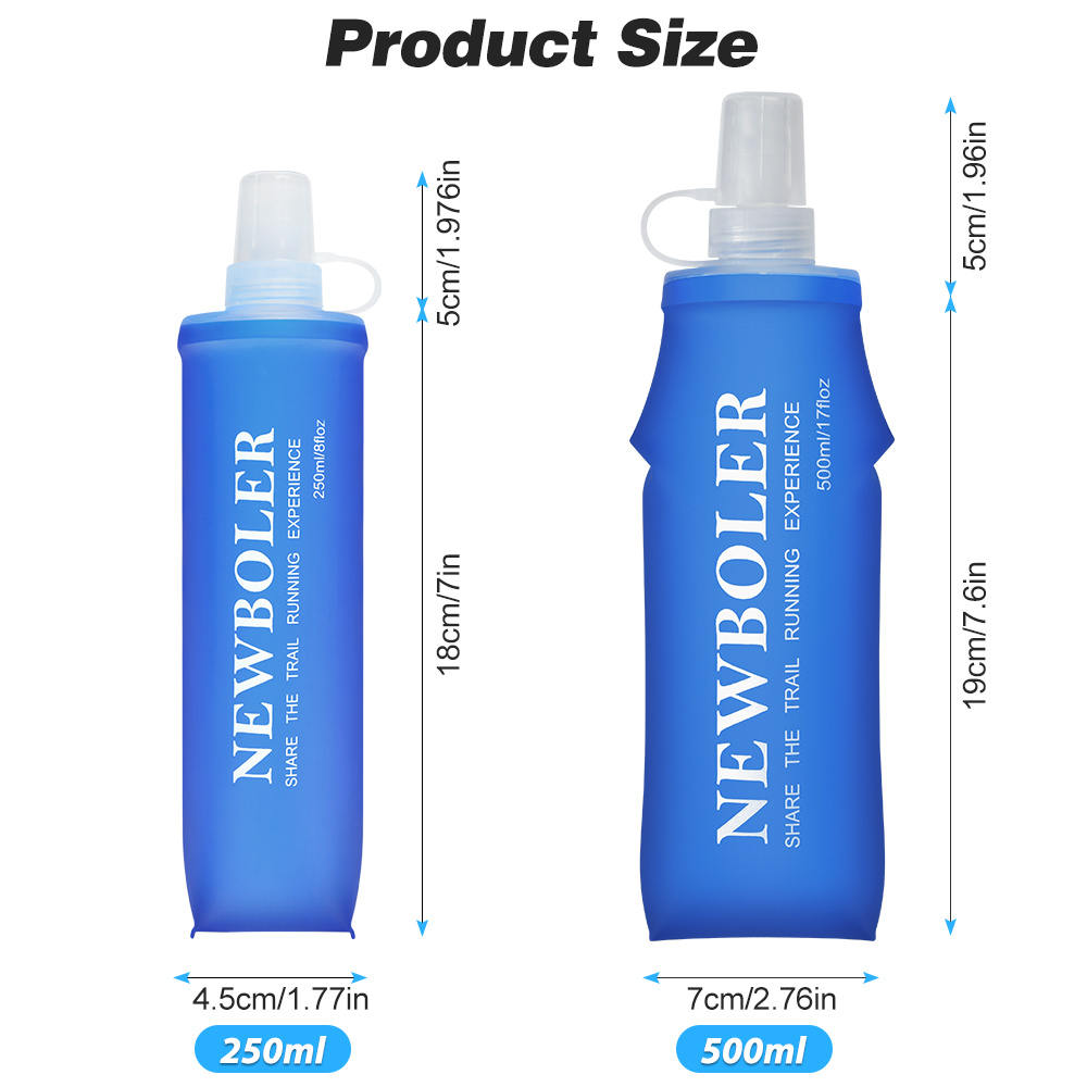 Collapsible water bottle folded flat when empty