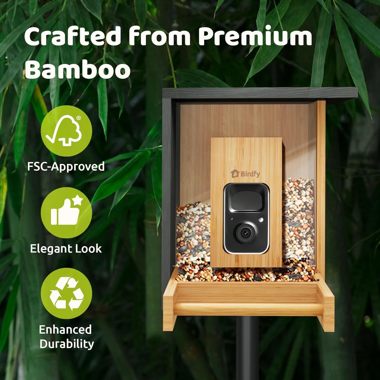 2K camera lens on the smart bird feeder