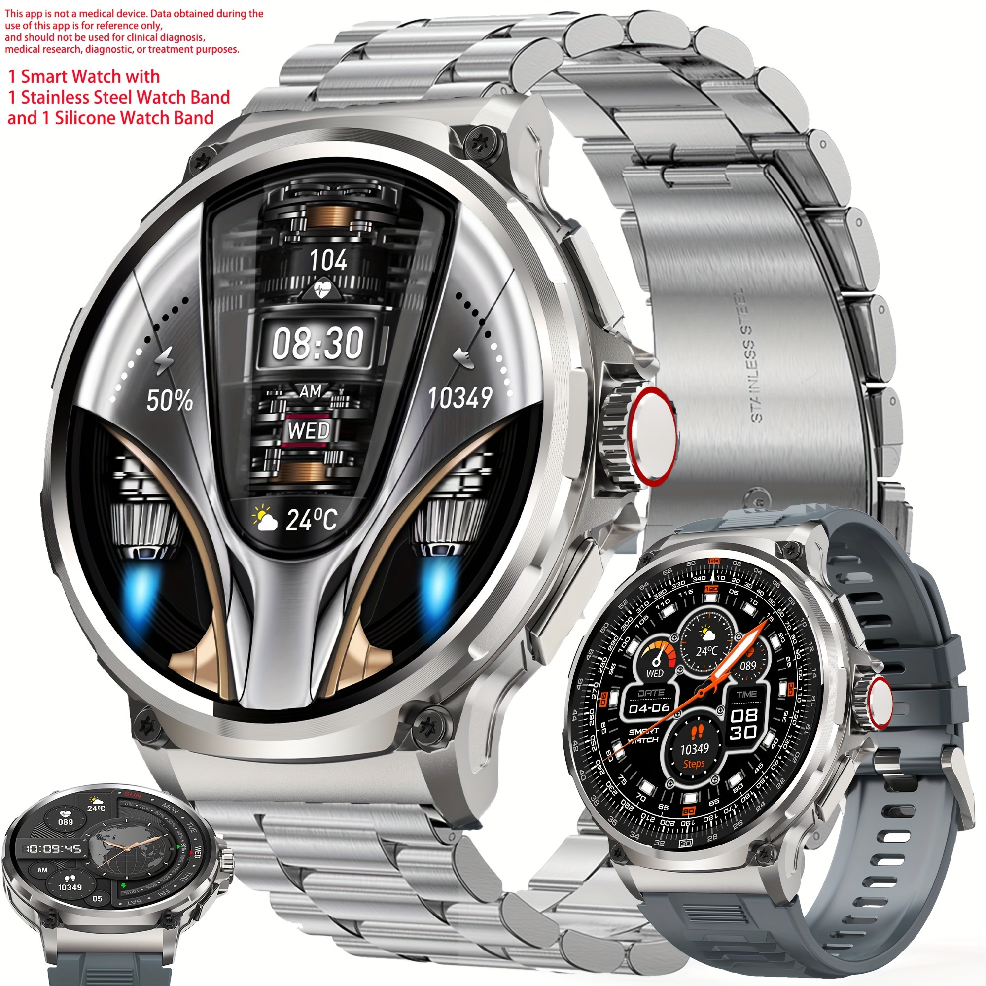 Smart watch with bluetooth calling and its two interchangeable bands