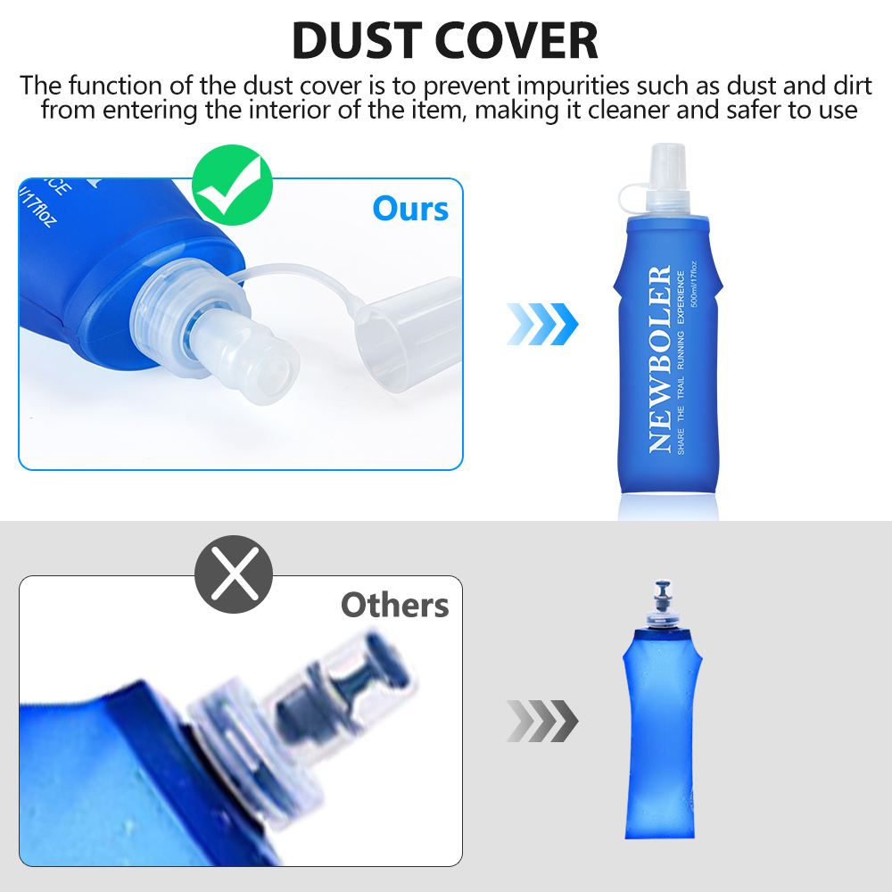 Collapsible water bottle in a running vest pocket