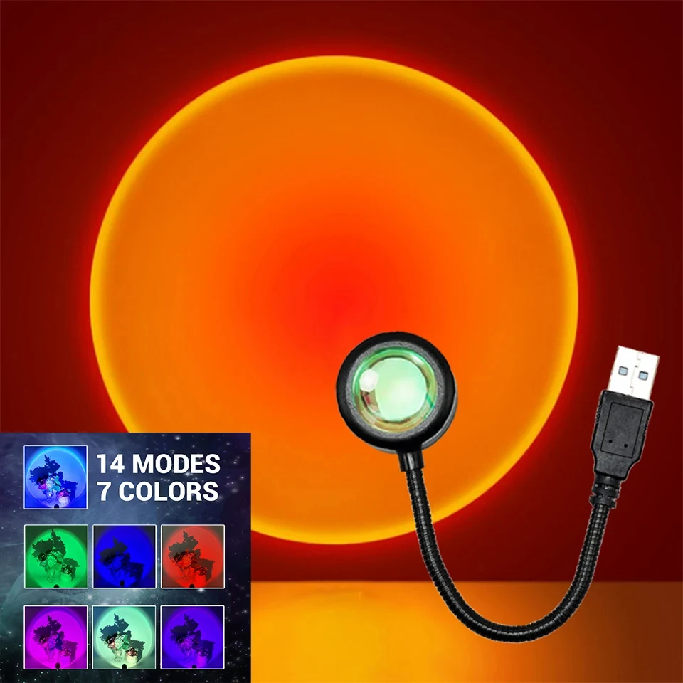 Sunset lamp projector unit powered over USB