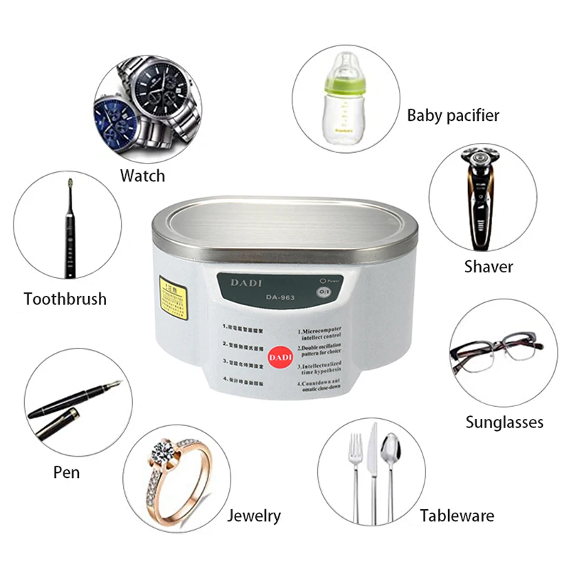 Ultrasonic cleaner control panel with two power modes and timer
